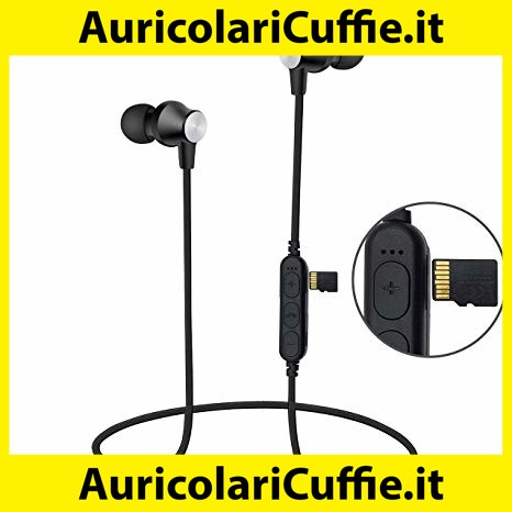 PUSOKEI Cuffie Bluetooth Lettore MP3 Lettore Musicale Auricolare 8 GB MP3 Lettore Musicale Wireless Bluetooth Cuffie per Sport/Corsa/Fitness